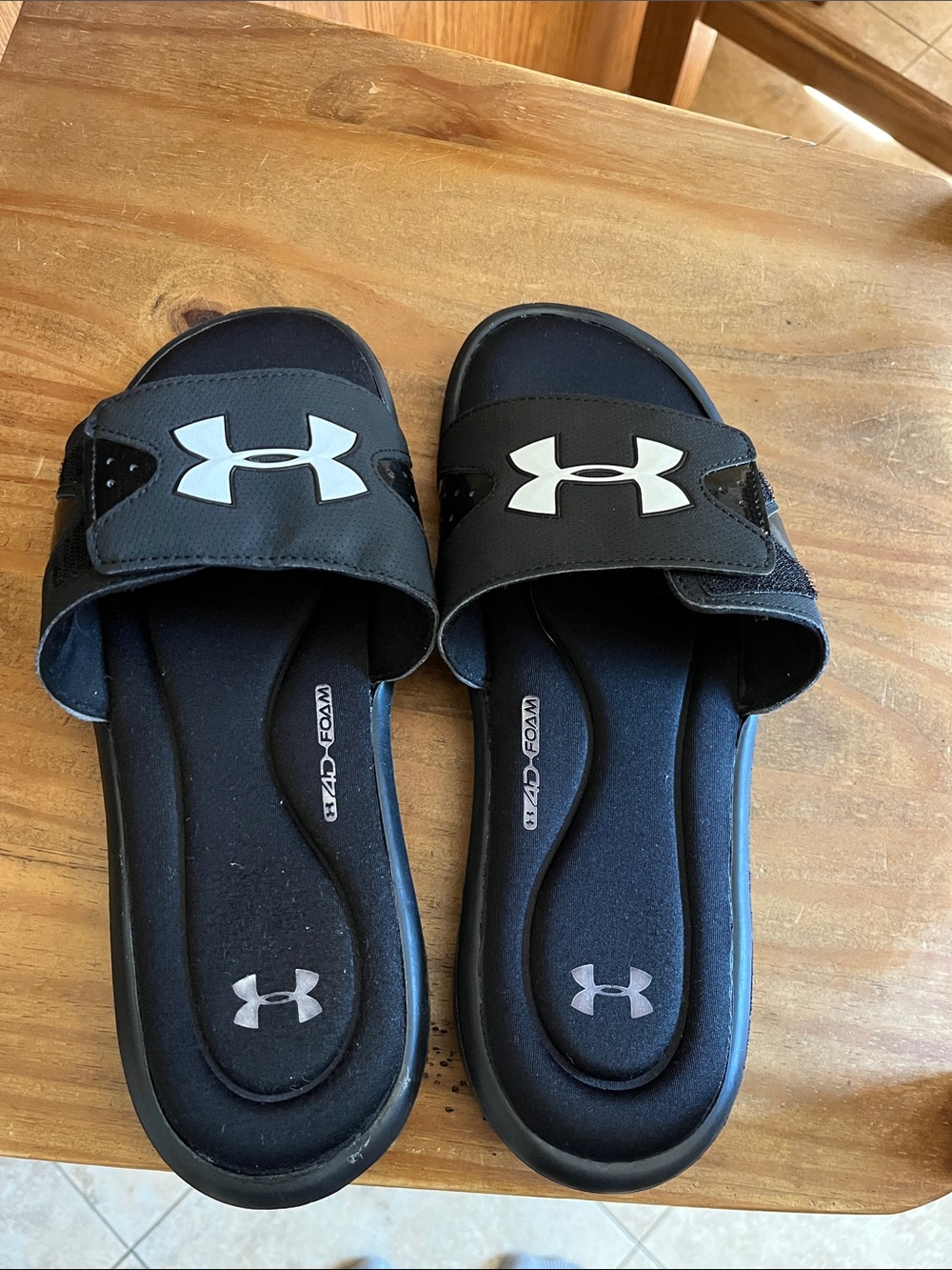 Under Armour Black and White Slide Sandals